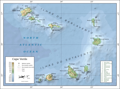 Mapa Kapverdských ostrovů