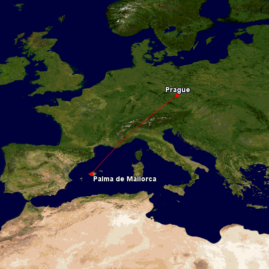Doba letu na Mallorku
