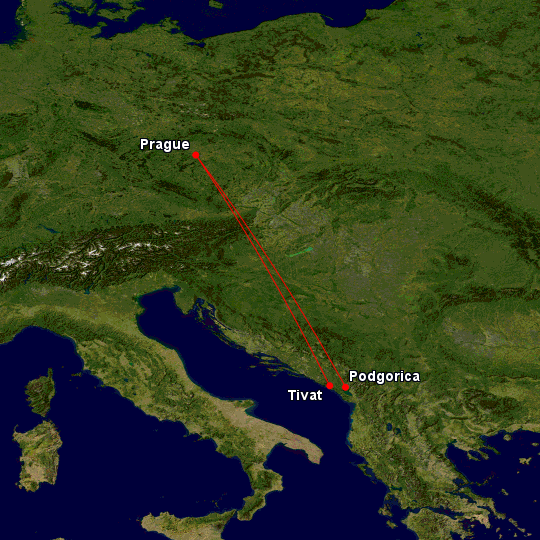 Doba letu do Černé Hory